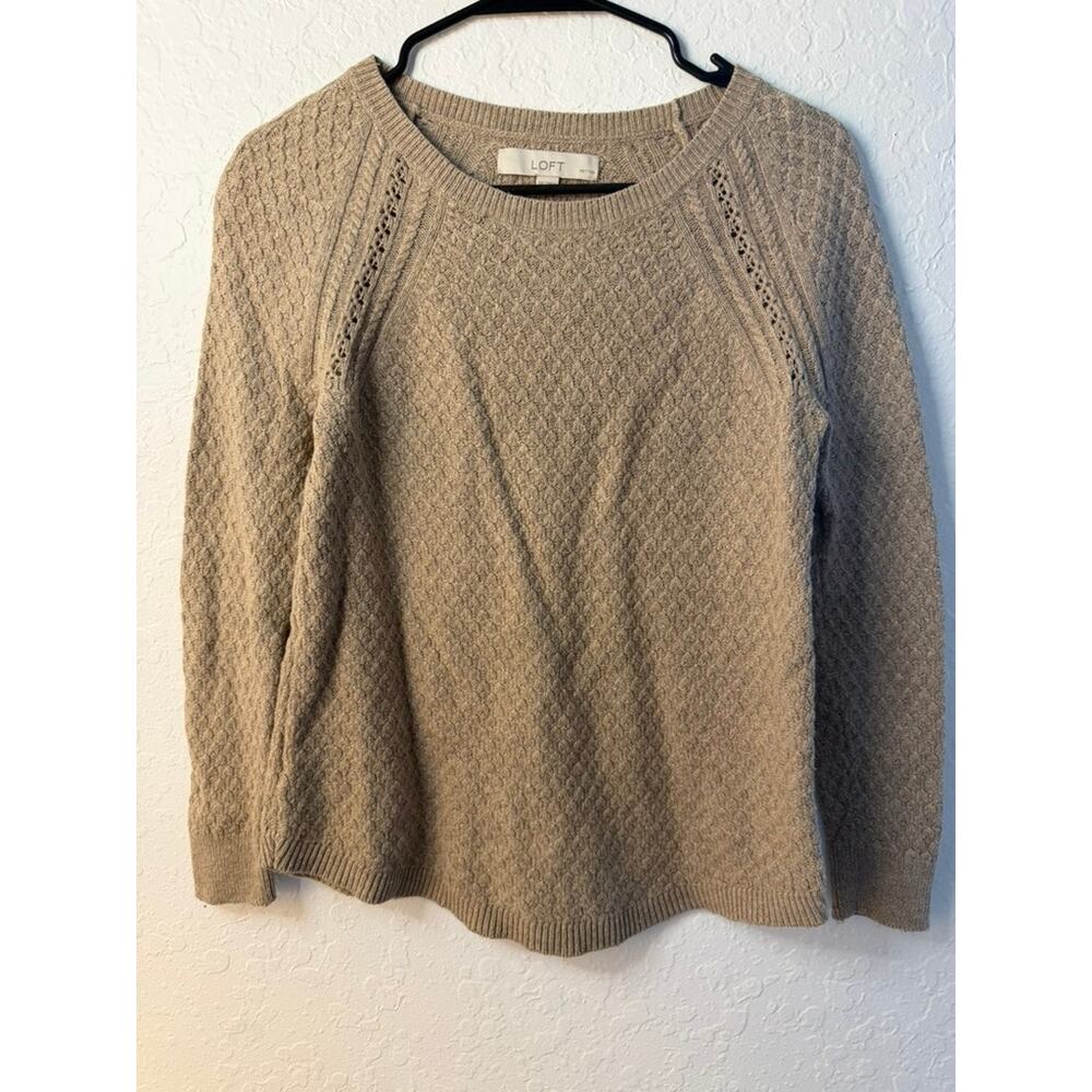 LOFT Petites Oatmeal Tan Long Sleeve Pullover Sweater Size SP